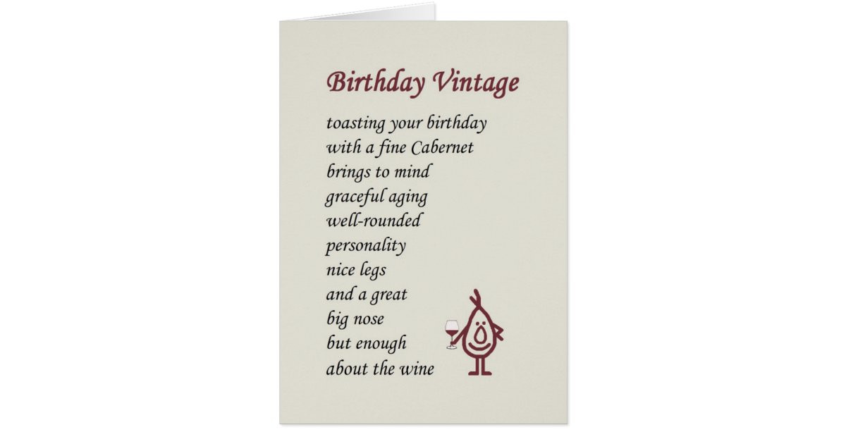 Funny 50th Birthday Poems
 Birthday Vintage a funny birthday poem Card