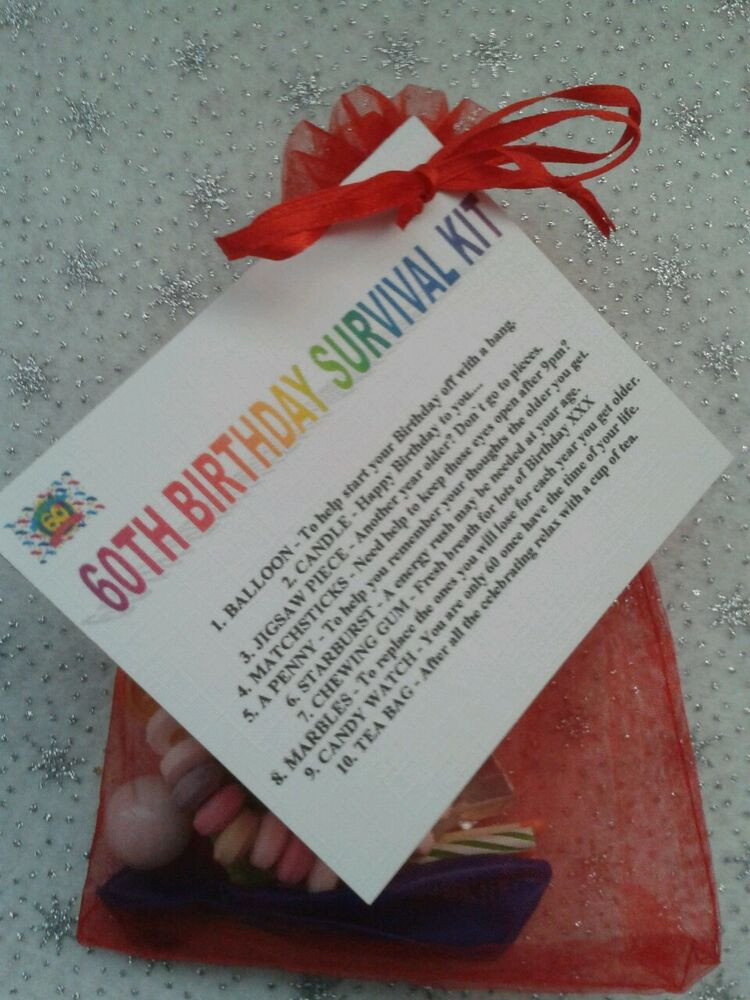 Funny 60th Birthday Gifts
 60TH BIRTHDAY Survival Kit Fun Unusual Novelty Present
