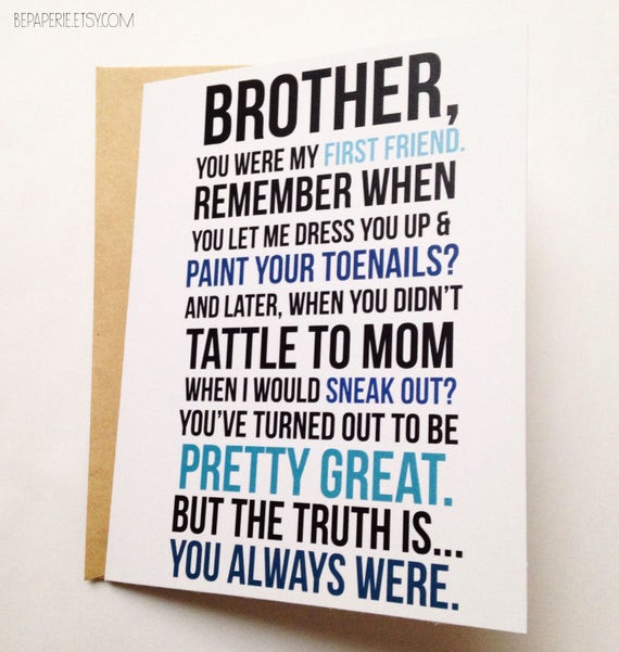 Funny Birthday Card For Brother
 Brother Card Brother Birthday Card Funny Card Card for