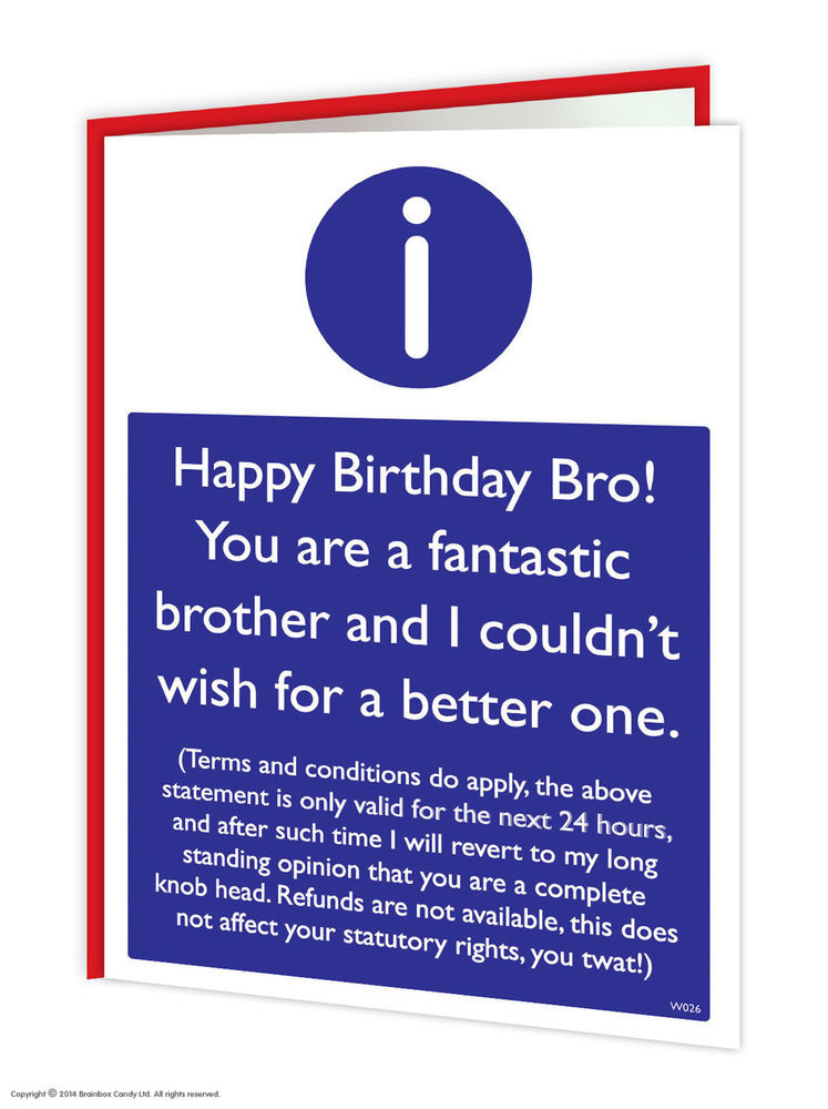 Funny Birthday Card For Brother
 Brainbox Candy Brother Bro Birthday Greeting Cards funny