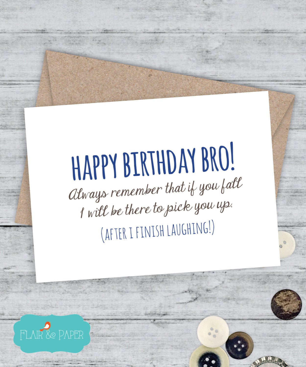 Funny Birthday Card For Brother
 Brother Birthday Card Funny Brother Card by FlairandPaper