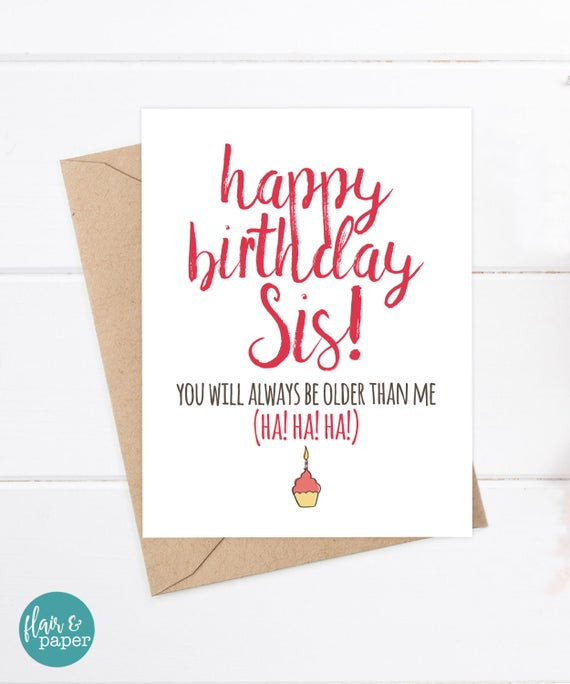 Funny Birthday Card For Sister
 Sister Birthday Card Funny Sister Birthday Birthday Card