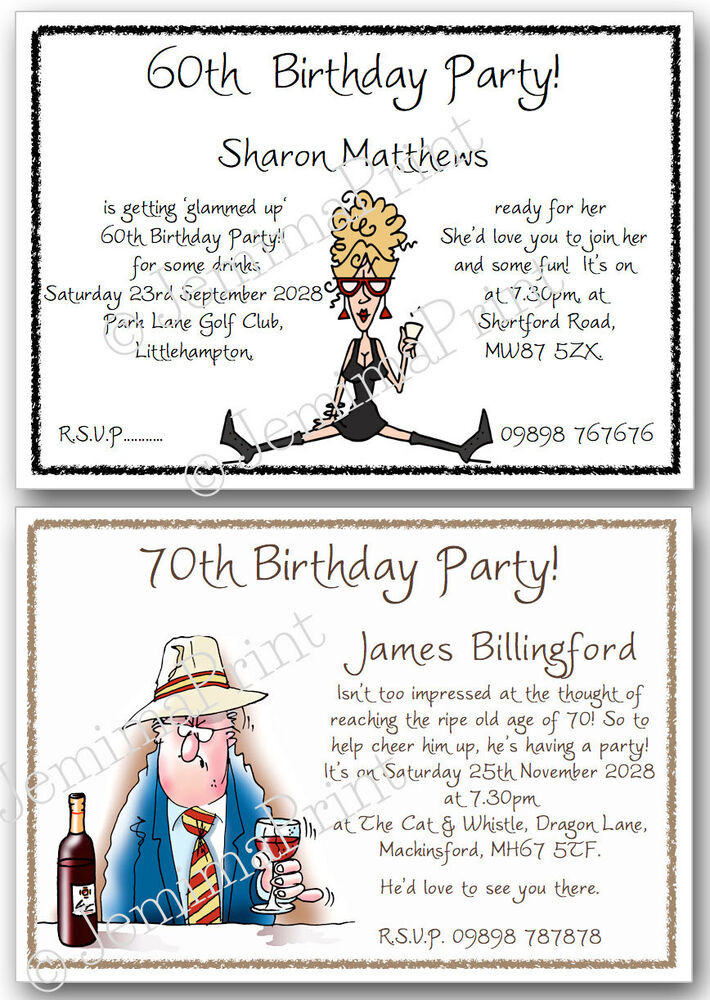 Funny Birthday Invitations
 30th 40th 50th 60th 70th 80th 90th 100th funny Birthday