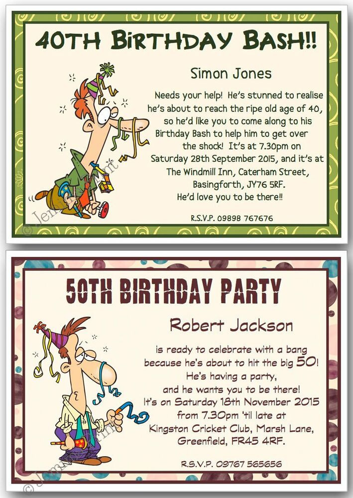 Funny Birthday Invitations
 30th 40th 50th 60th 70th 80th personalised funny Birthday