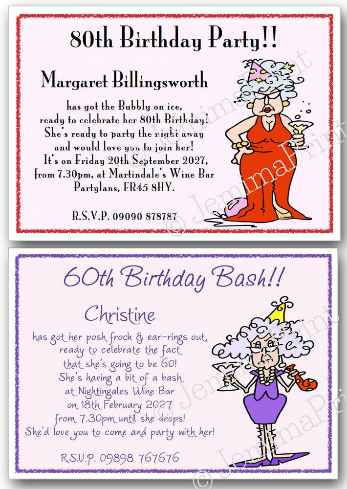 Funny Birthday Invitations
 Personalised 40th 50th 60th 70th 80th 90th funny Birthday