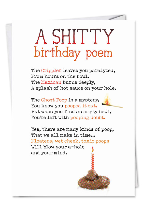 Funny Birthday Poems
 Shitty Poem Funny Dirty Birthday Card – NobleWorks Cards