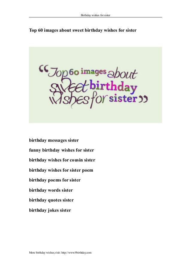 Funny Birthday Poems For Sister
 Top 60 images about sweet birthday wishes for sister