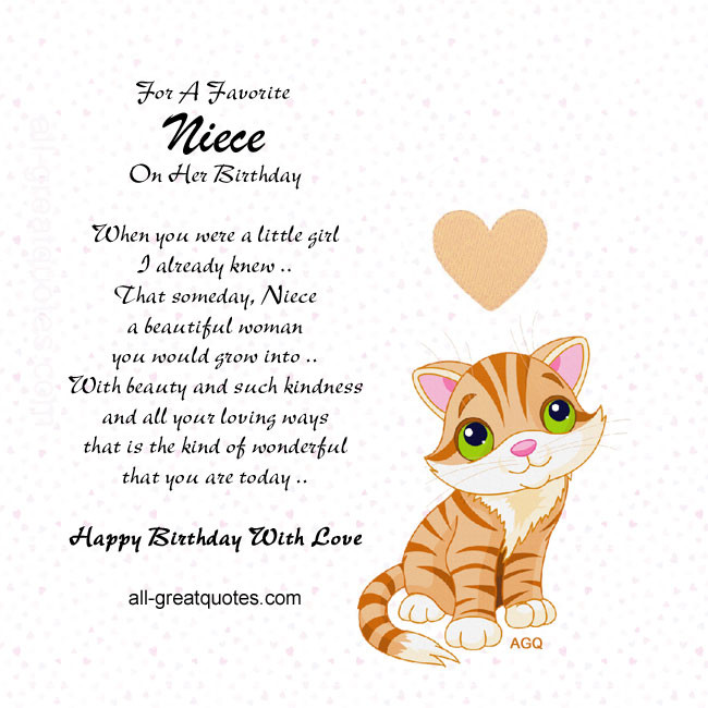 Funny Happy Birthday Quotes For Niece
 Birthday Card For Niece Quotes QuotesGram