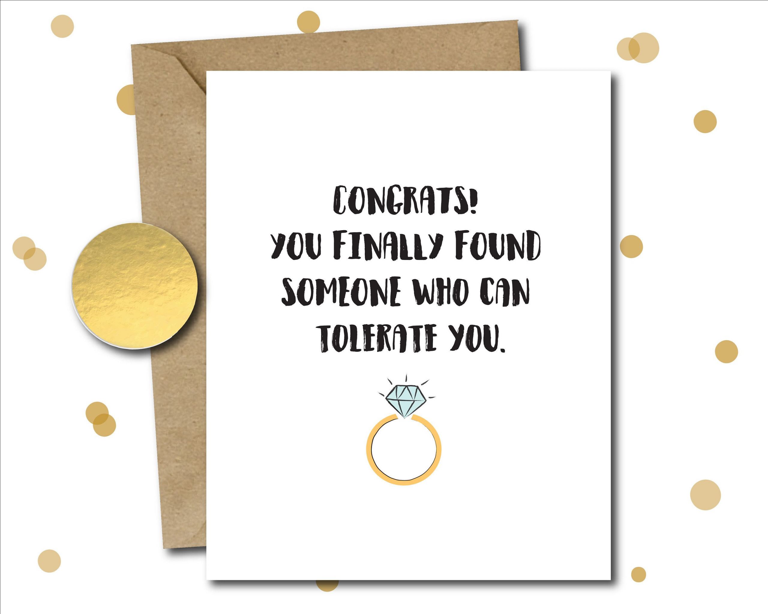 Funny Wedding Quotes For A Card
 Funny wedding shower card funny engagement card funny