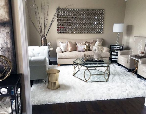 white furry living room rug