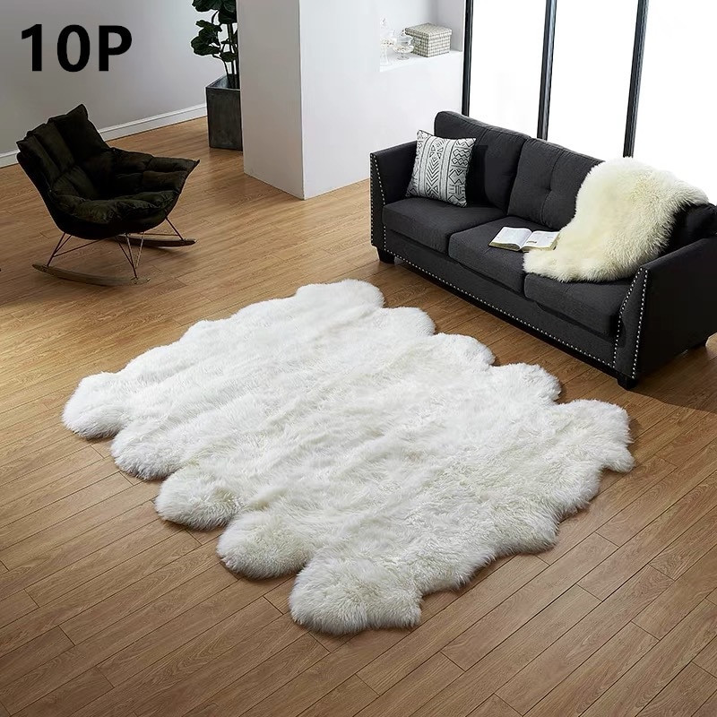 Furry Rugs For Living Room
 Natural Whole Fur Sheepskin Carpet Wool Rug Mattress For