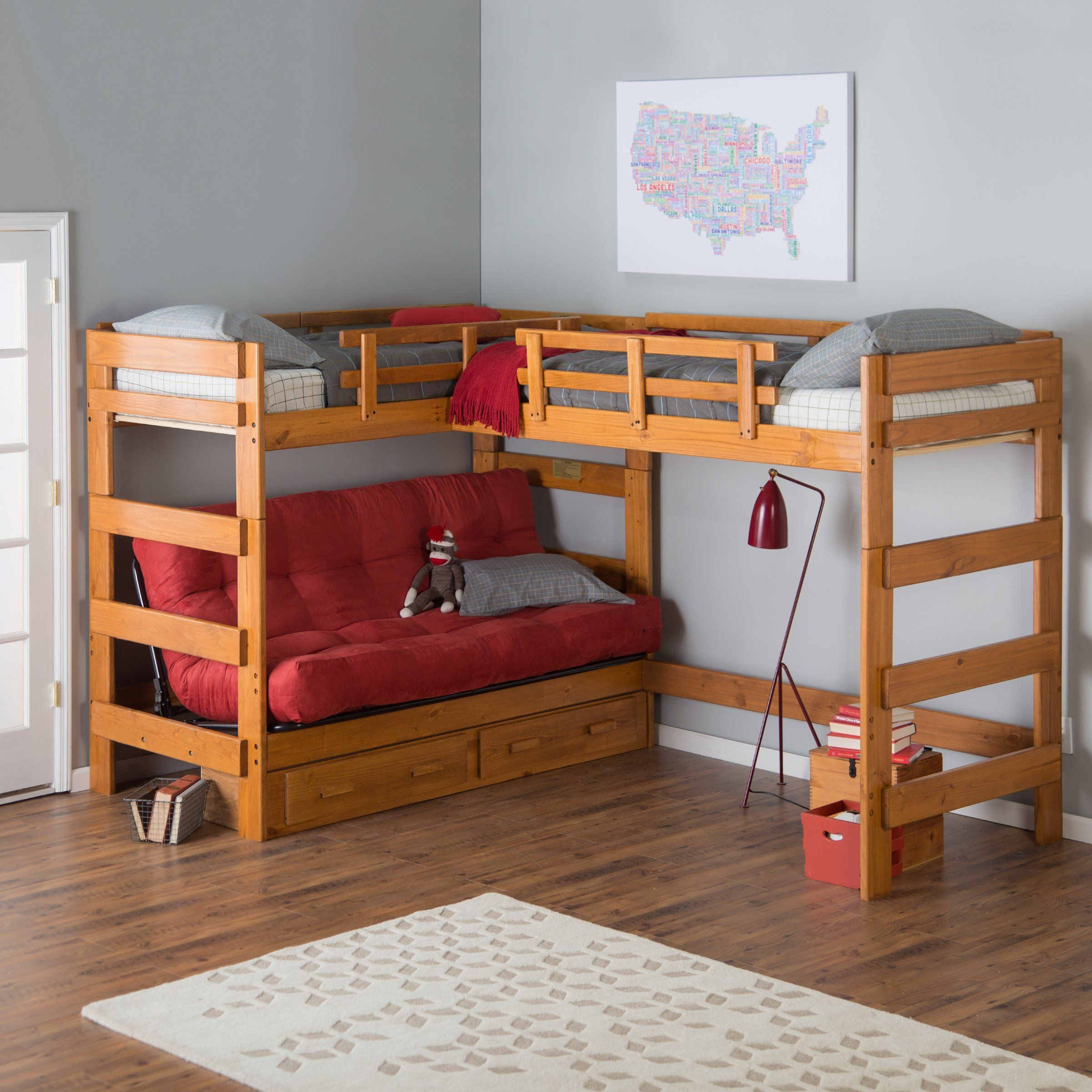 Futons For Kids Room
 Woodcrest Heartland Futon Bunk Bed with Extra Loft Bed