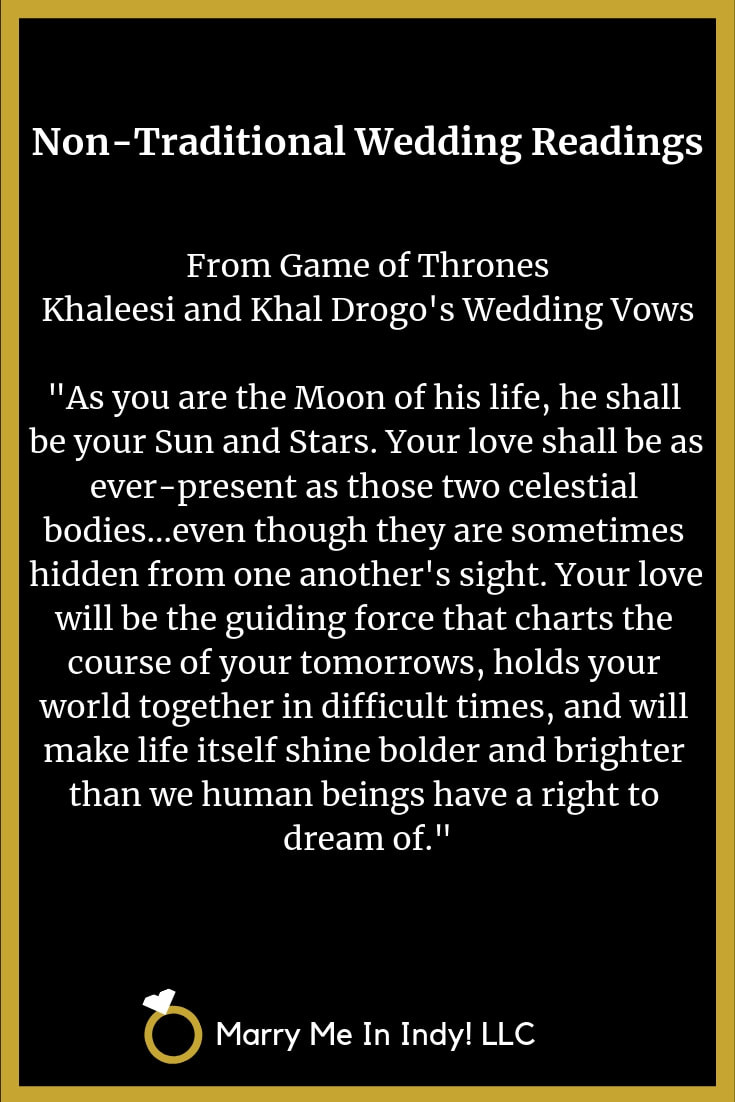 Game Of Thrones Wedding Vows
 Non Traditional Wedding Ceremony Readings with PDF s