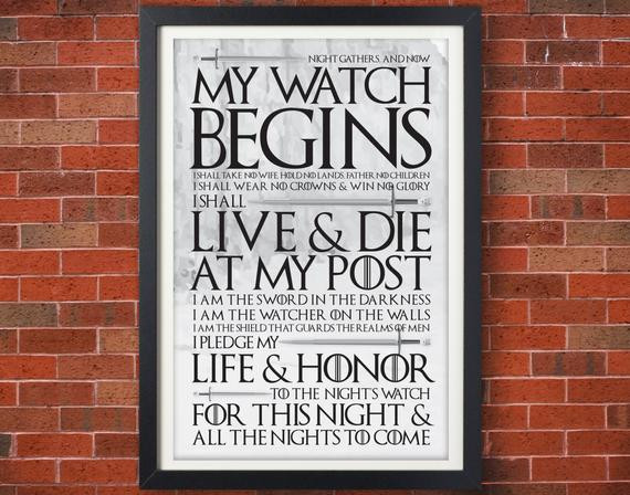 Game Of Thrones Wedding Vows
 Game of Thrones Night s Watch Oath Poster Jon Snow