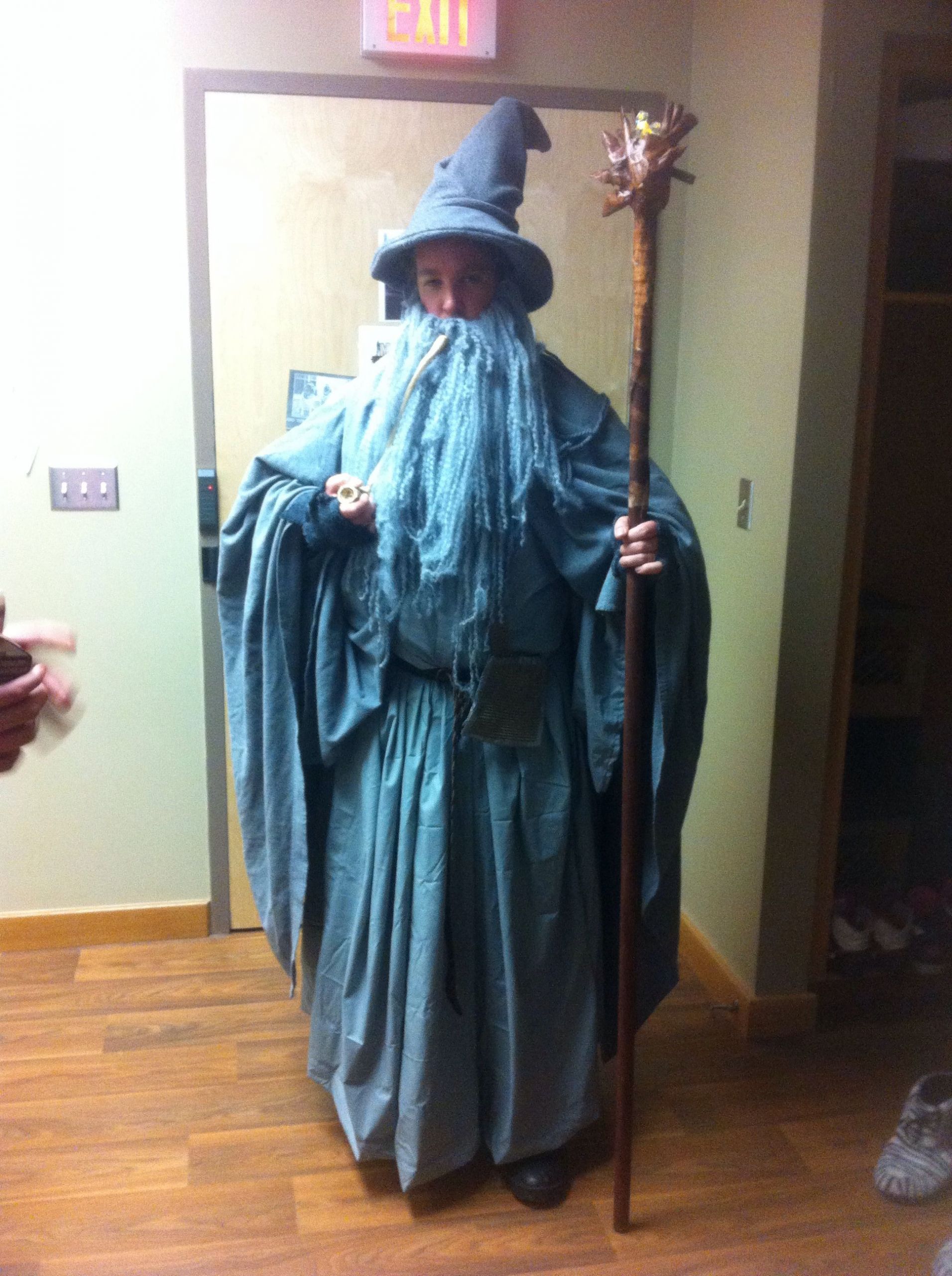 Gandalf Costume DIY
 DIY Gandalf costume made from old bed sheets and a sweater