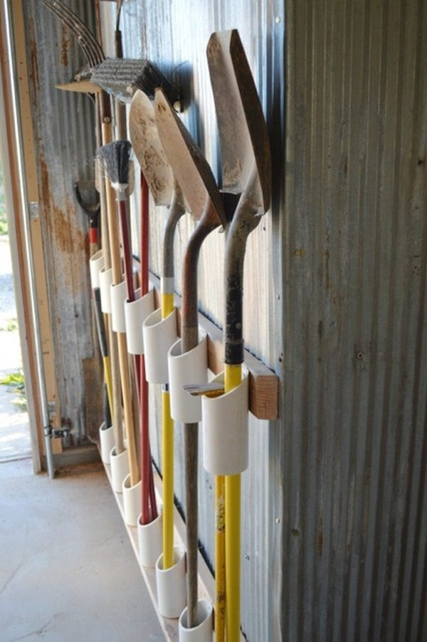 Garage Garden Tool Organizer
 Genius tricks to organize your home with leftover PVC