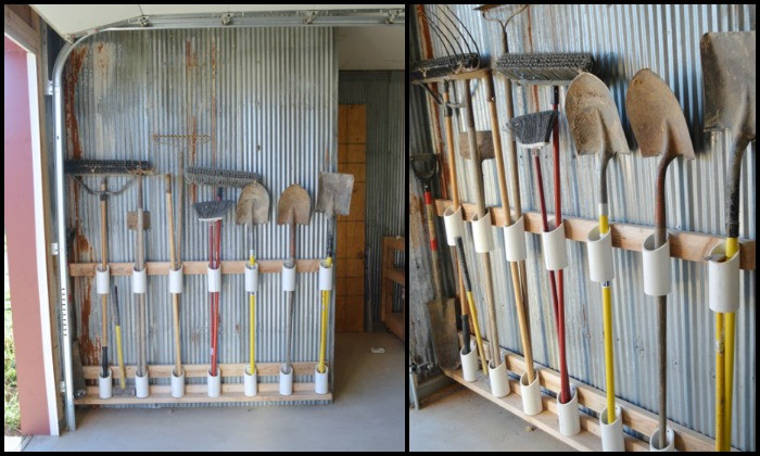 Garage Garden Tool Organizer
 Organize your garage by making a PVC yard tool storage