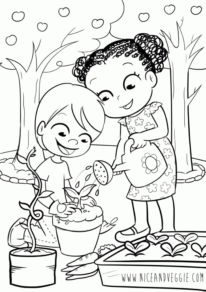 Garden Coloring Pages For Kids
 Kids Gardening Coloring pages for children