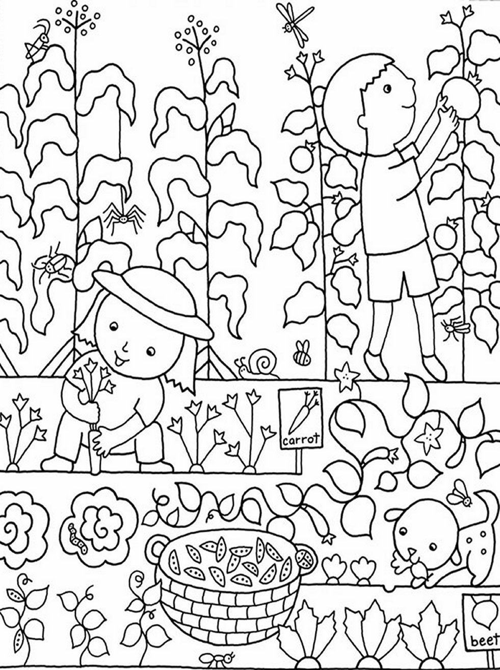 Garden Coloring Pages For Kids
 Kids Gardening Coloring Pages Free Colouring to