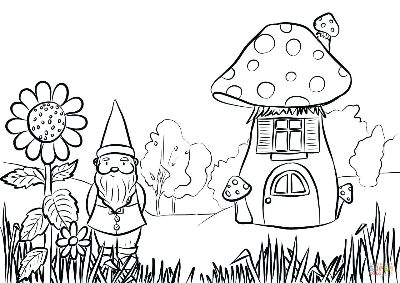 Garden Coloring Pages For Kids
 Gnome in the Garden coloring page