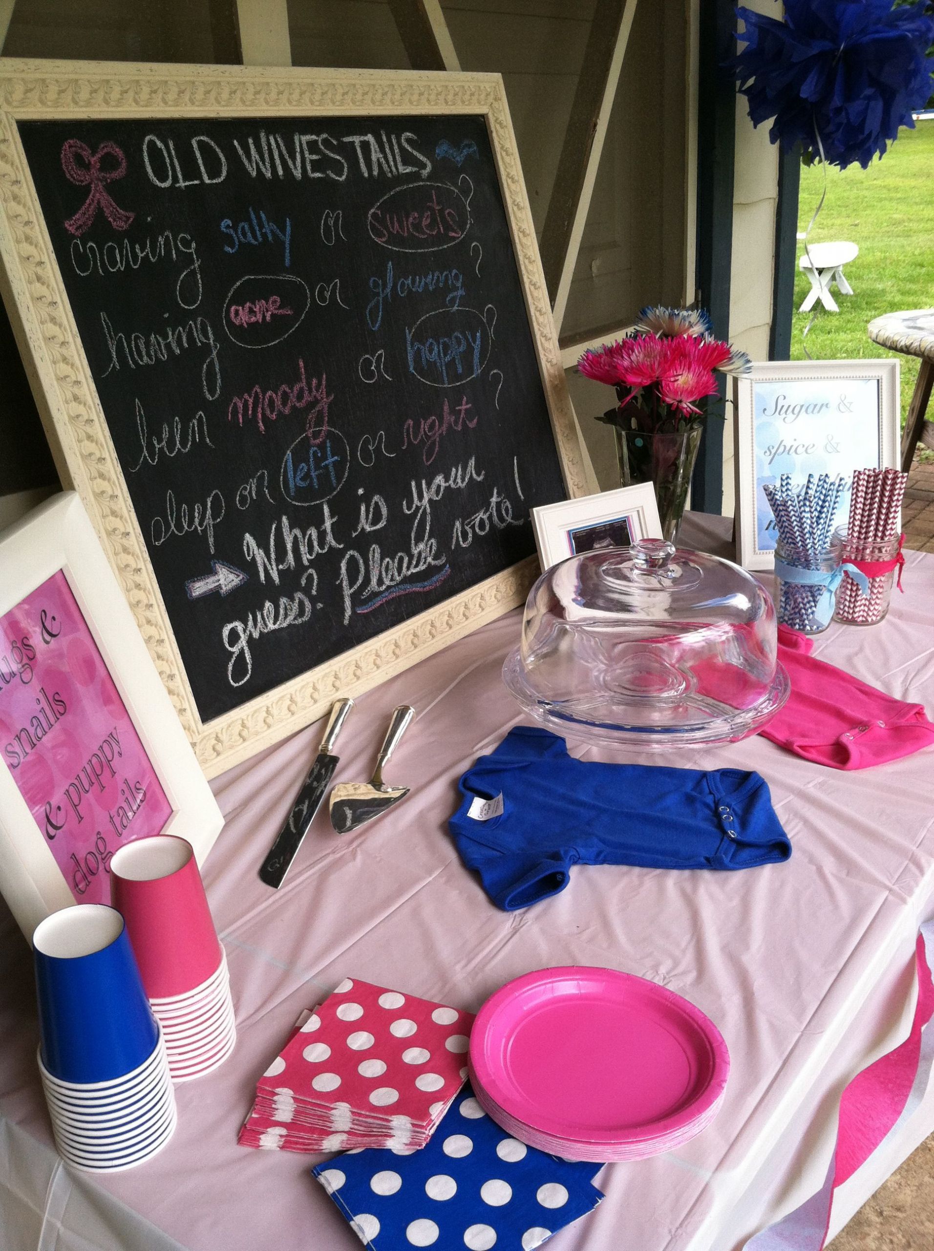 Gender Party Decoration Ideas
 Gender reveal party chalkboard table decorations