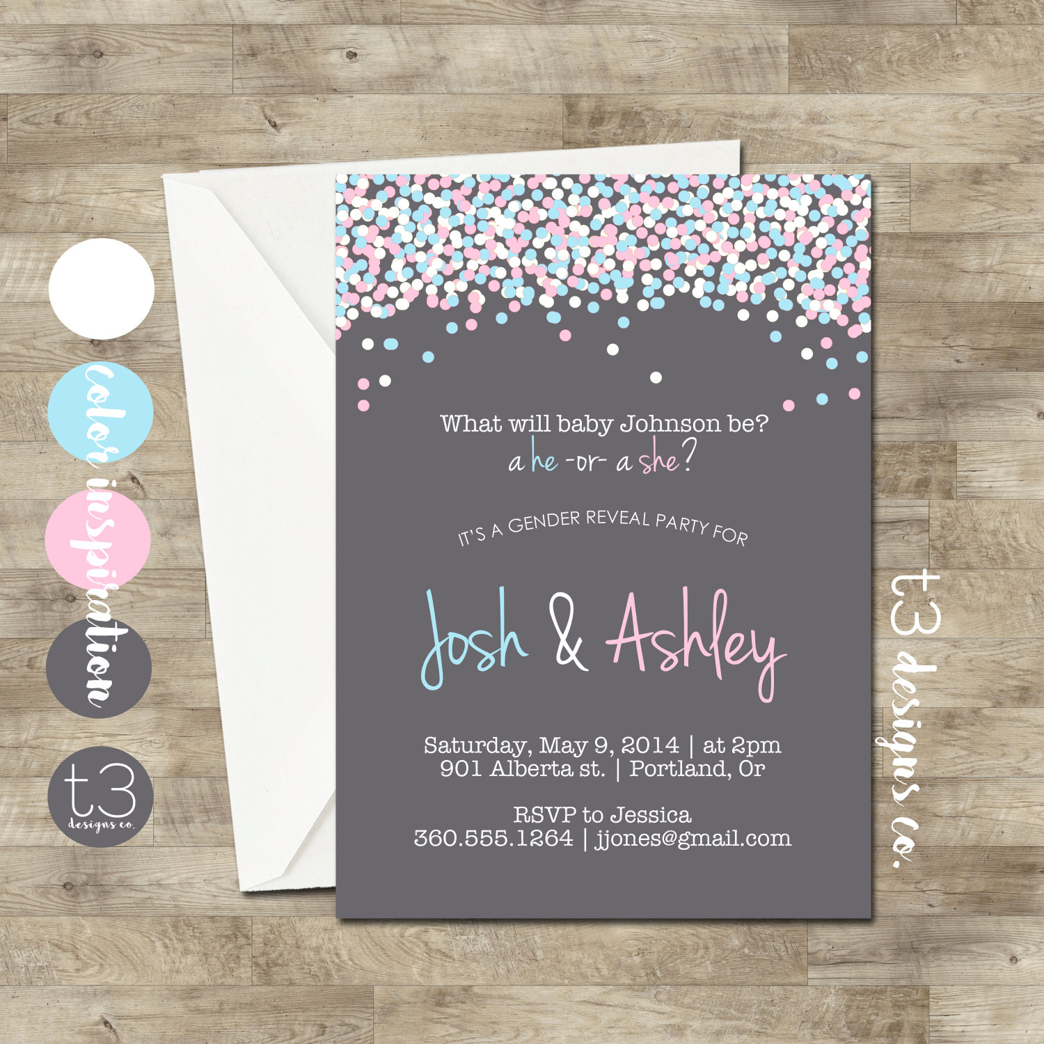 Gender Reveal Party Invitation Ideas
 GENDER REVEAL Invitation Confetti Gender Reveal Party