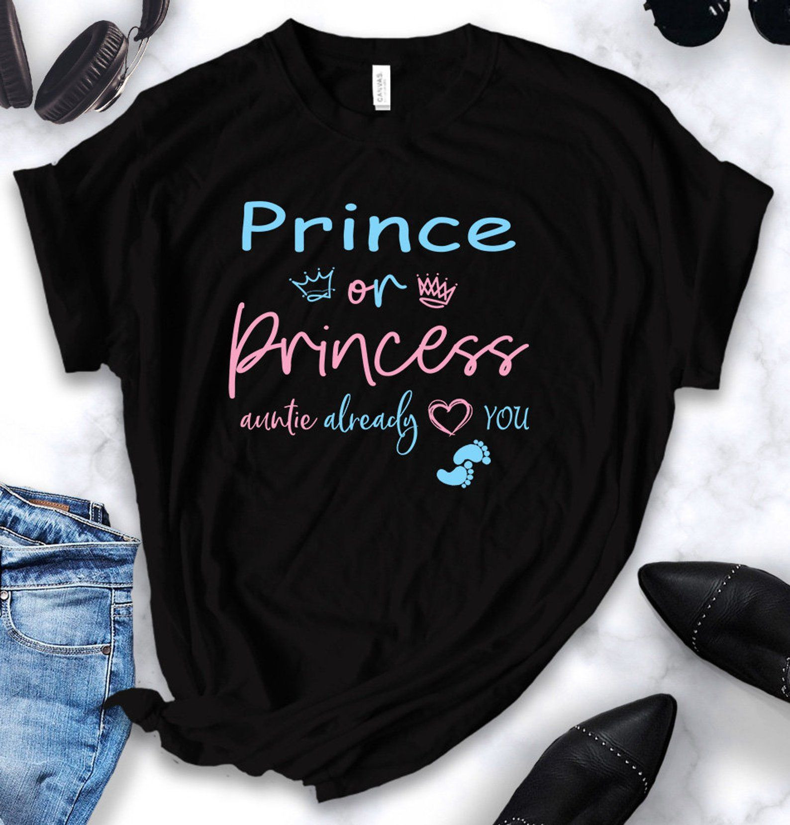 Gender Reveal Party Shirt Ideas
 Gender Reveal Shirt for auntie Prince or Princess