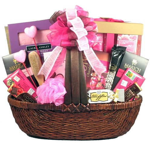 Gift Basket Ideas For Her
 Pretty In Pink Valentine Gift Basket For Her