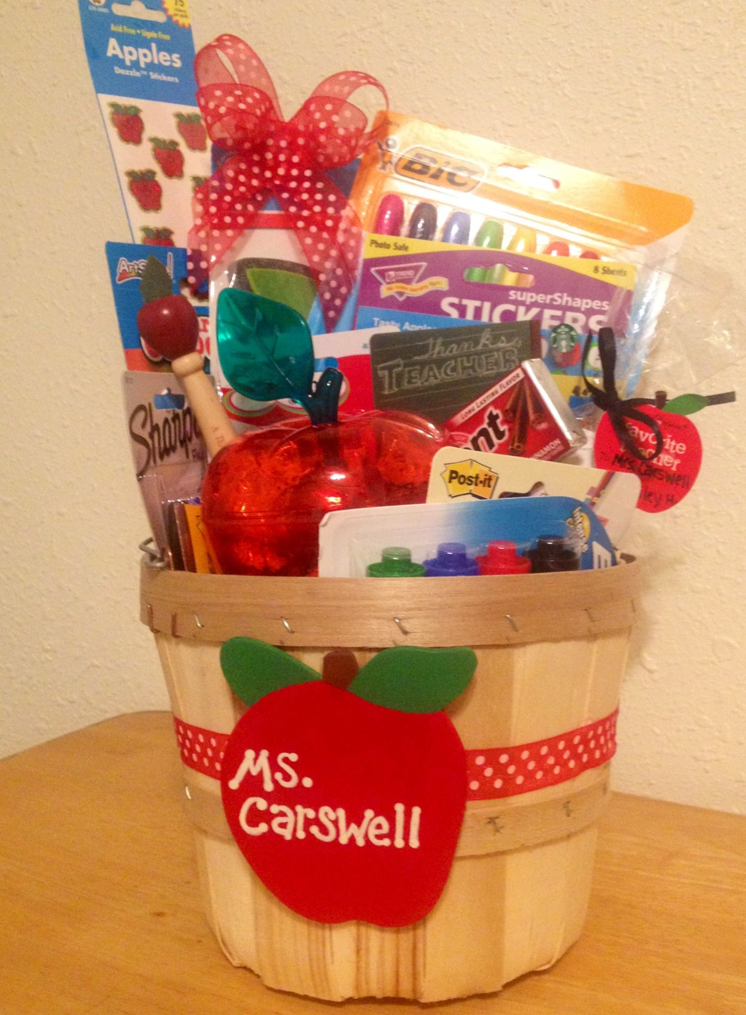 Gift Basket Ideas For Teacher Appreciation
 The Best Teacher Gift Apple themed t basket We made