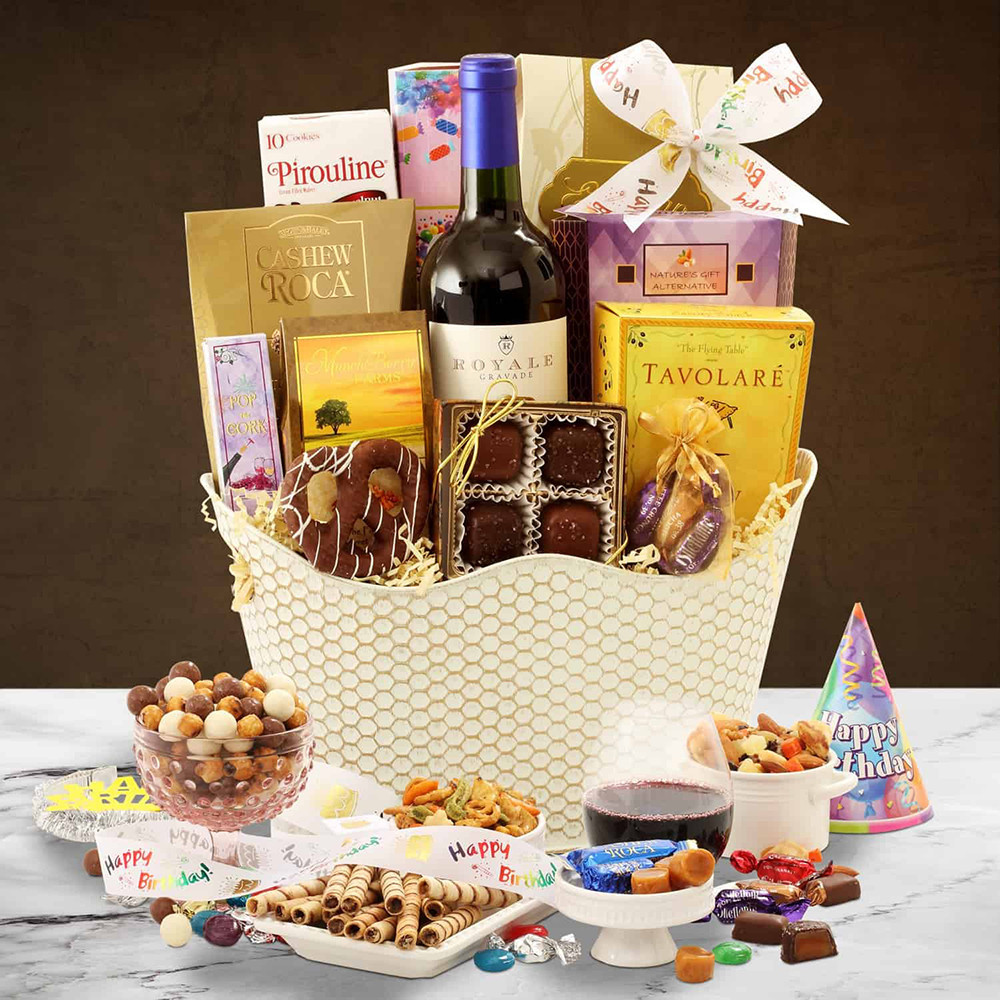 Gift Baskets Birthday
 Blissful Birthday Wine Gift Basket Baskets and Towers