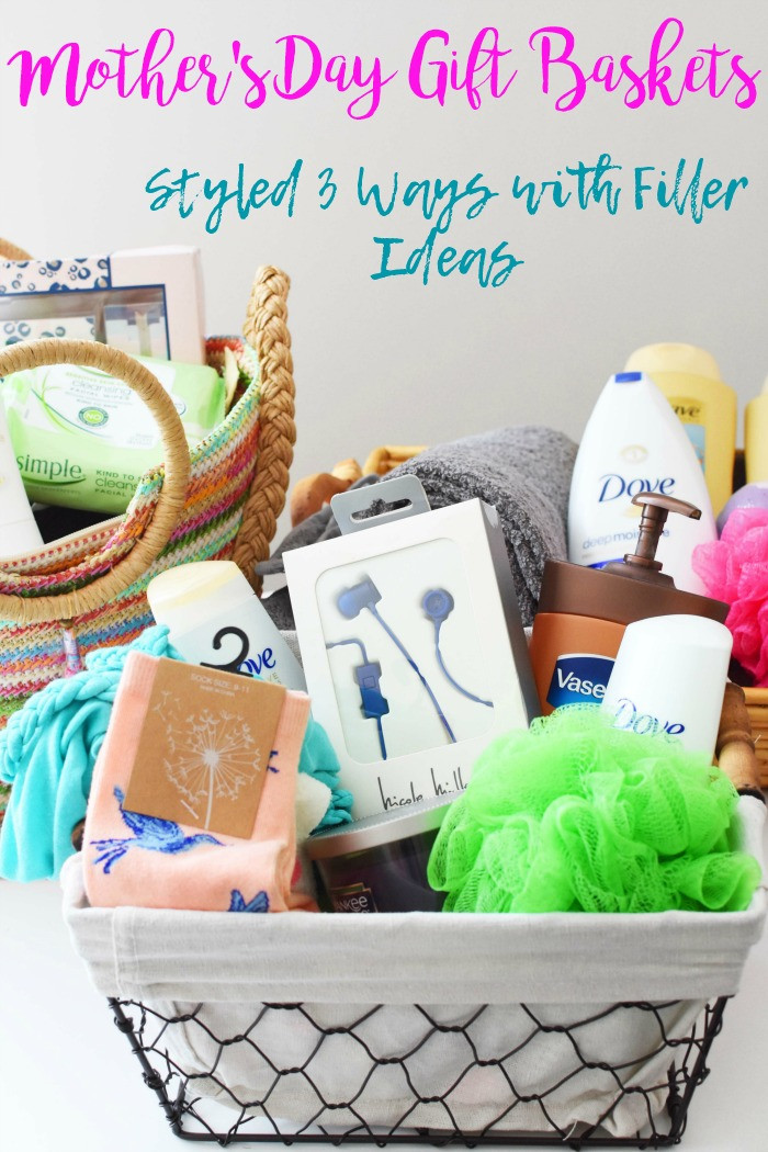 Gift Baskets Ideas For Mom
 Mother s Day Gift Basket Styled 3 Ways With Filler Ideas