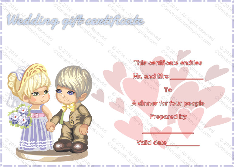 Gift Certificate Ideas For Couples
 Sweet Love Wedding Gift Certificate Template