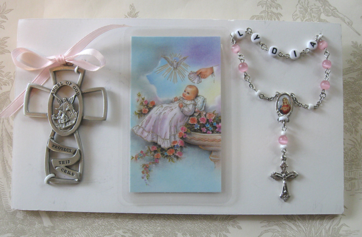 Gift For Baby Baptism
 Baby Baptism Rosary Gift Boy or Girl Crib Cross by