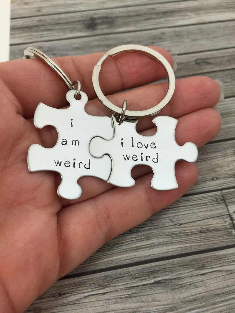 Gift Ideas Couples
 I am weird I love weird Couples Keychains Couples Gift