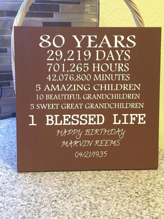 Gift Ideas For 80 Year Old Woman Birthday
 80 Year Old Birthday by CreativeSignsByTal on Etsy