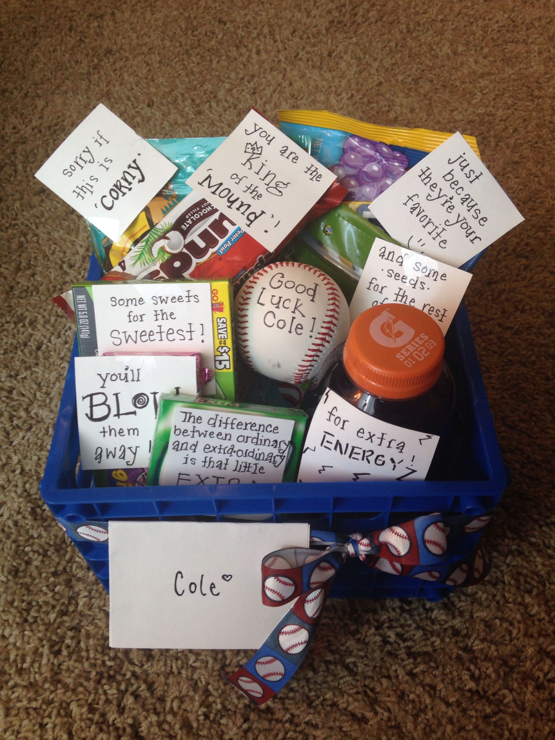 Gift Ideas For Athletic Boyfriend
 Baseball Good Luck Basket