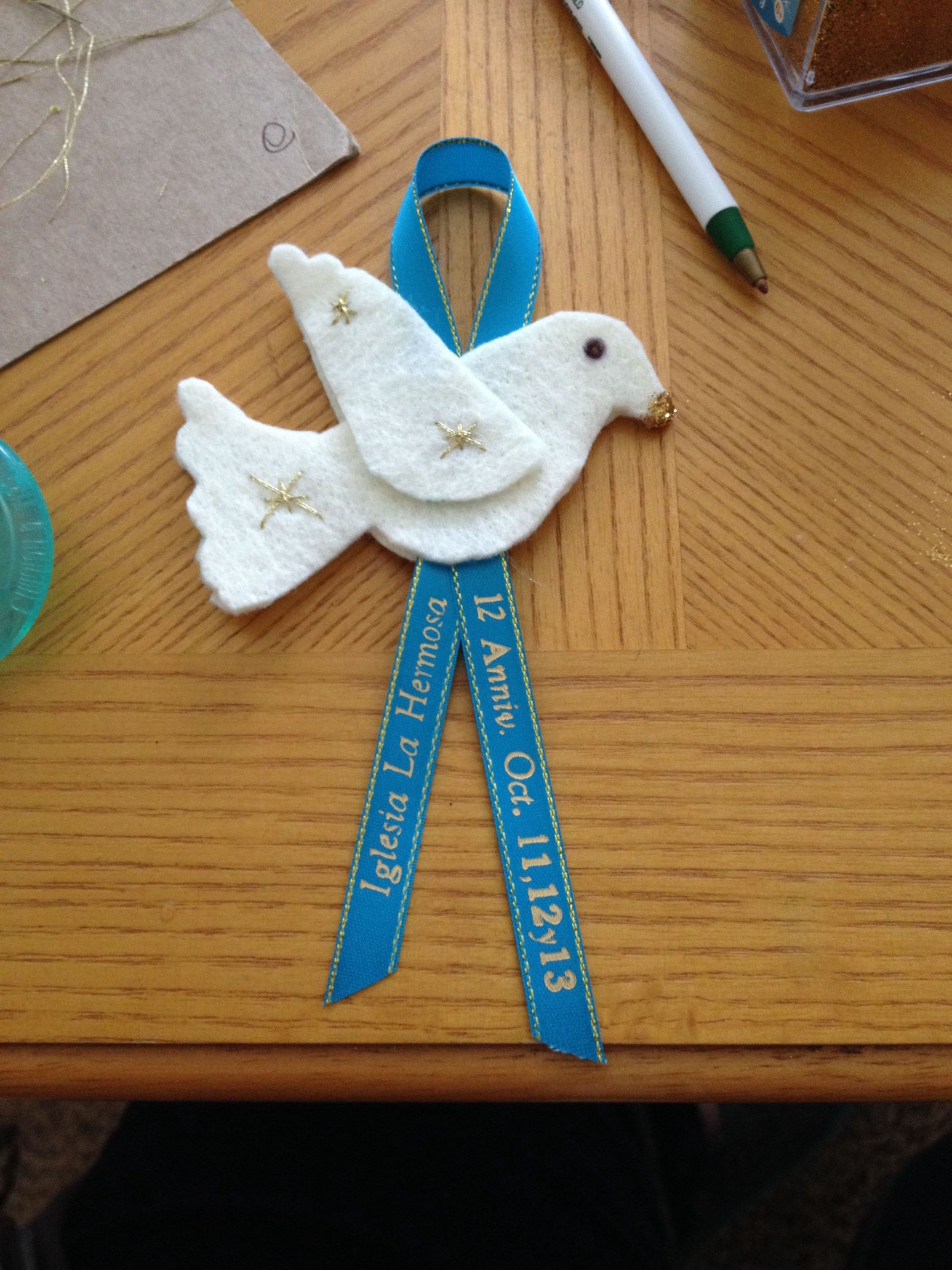 Gift Ideas For Church Anniversary
 Church anniversary favors dove turquoise printed ribbon