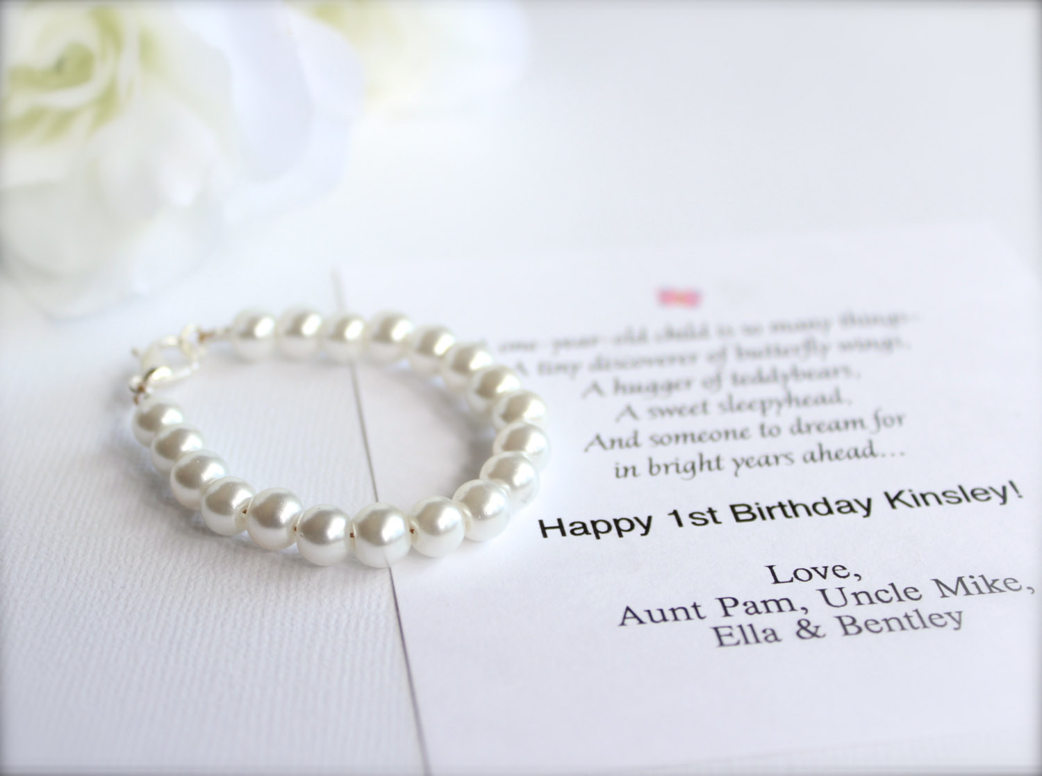 Gifts For 1st Birthday Girl
 BABY GIRL 1st Birthday Gift Pearl Bracelet with Birthday Card