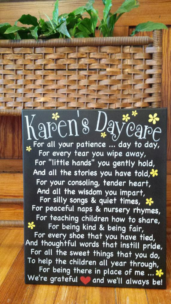 Gifts For Child Care Provider
 DAYCARE PROVIDER s heartfelt handpainted sign to show her