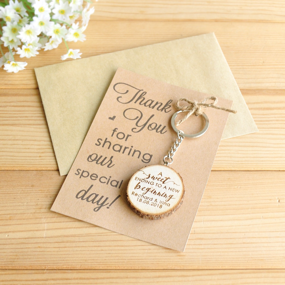 Gifts For Wedding
 Personalized Wooden Keychain Key Ring Custom Wedding