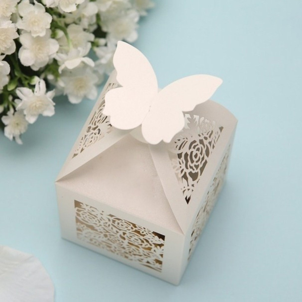 Gifts For Wedding
 KAZIPA 50pcs White Rose cut Butterfly Pearlescent Paper