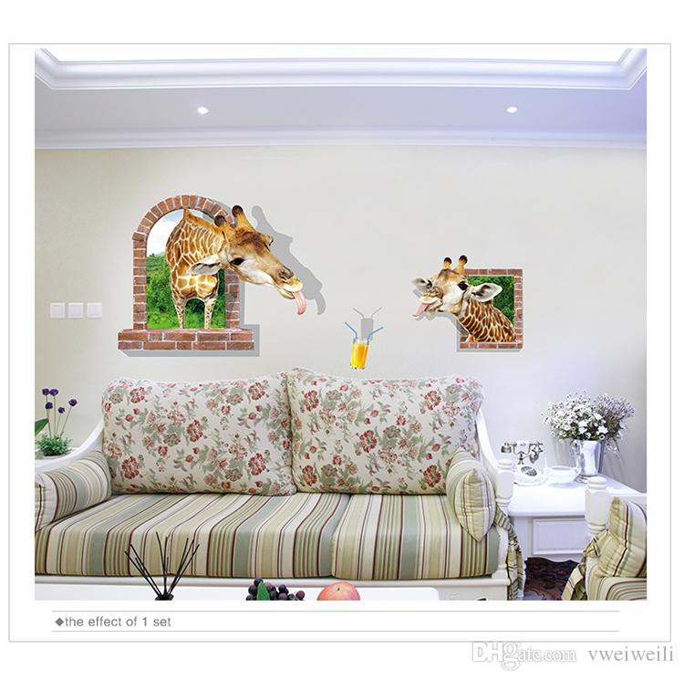 Giraffe Decor For Living Room
 Funny Giraffe 3D Wall Sticker Animal Poster Vinyl DIY Home