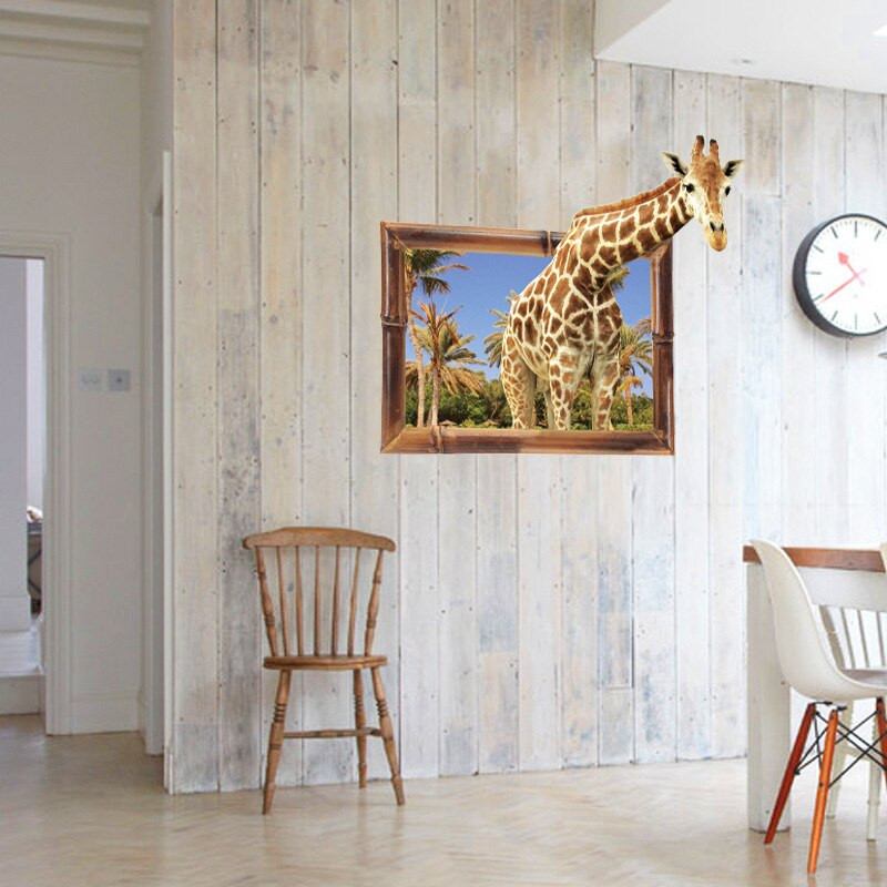 Giraffe Decor For Living Room
 Giraffe Stretch out from the Window Wall Stickers Home