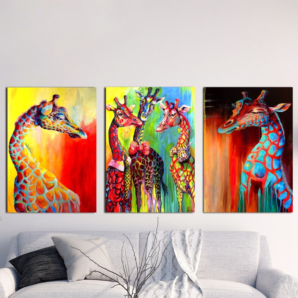 Giraffe Decor For Living Room
 Watercolor Colorful Giraffe Canvas Art Print Painting