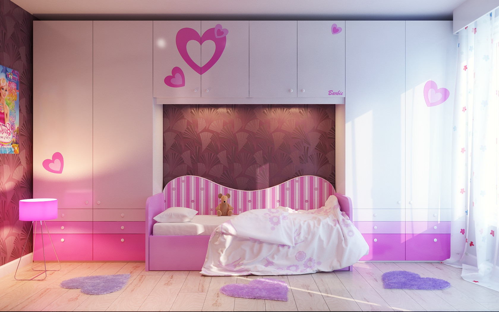 Girl Bedroom Accessories
 Pink white girls bedroom decor idea