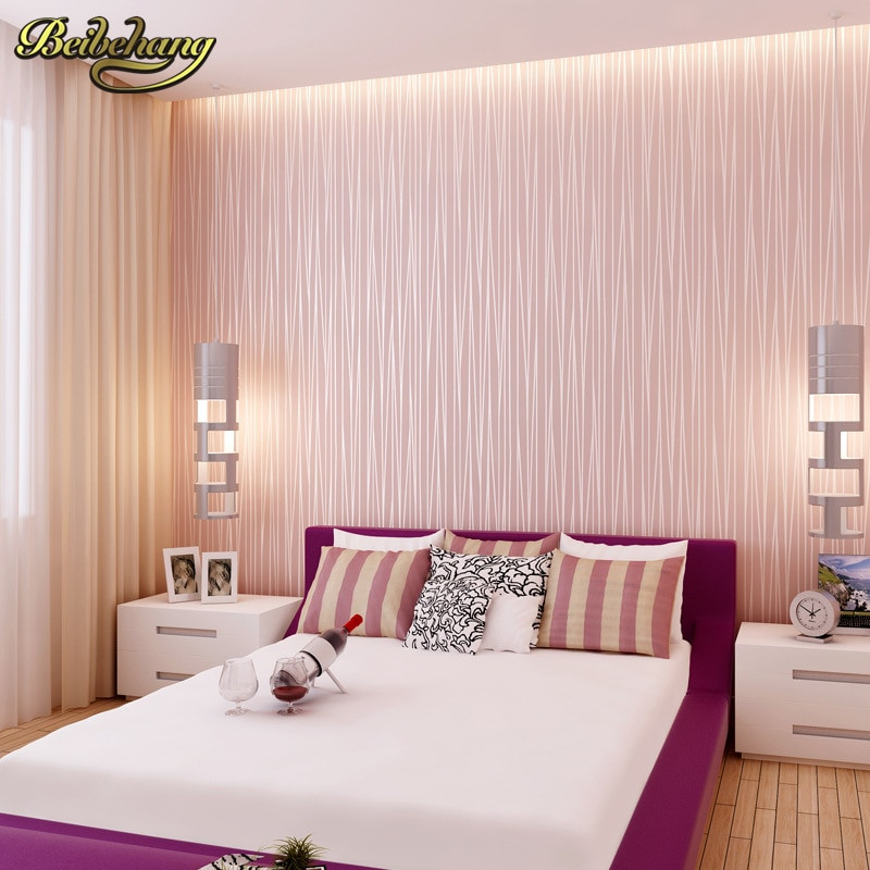 Girl Bedroom Wallpaper
 beibehang Modern plain pink wallpaper stripe classic pink