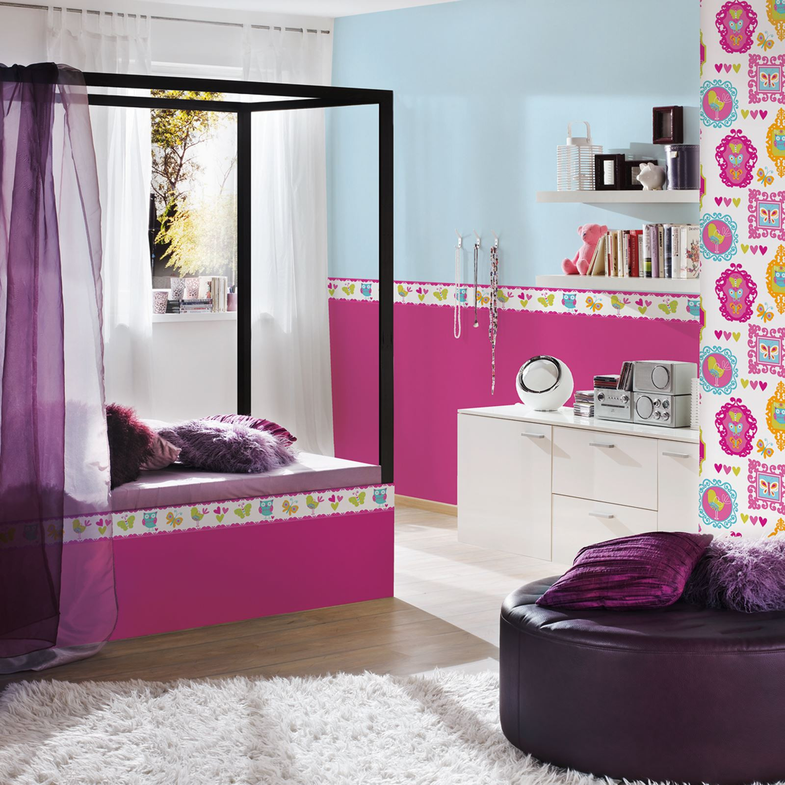 Girl Bedroom Wallpaper
 GIRLS BEDROOM WALLPAPER BORDERS BUTTERFLY FAIRIES PINK