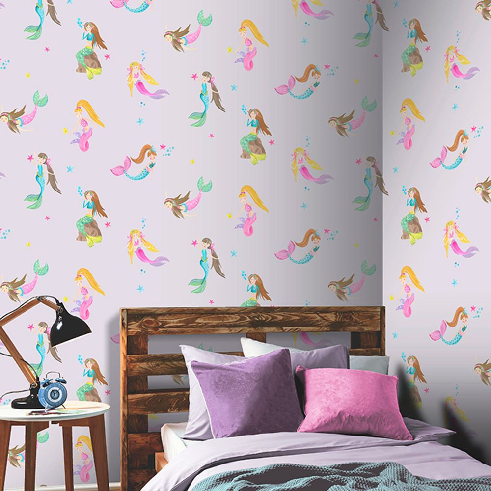 Girl Bedroom Wallpaper
 GIRLS WALLPAPER THEMED BEDROOM UNICORN STARS HEART GLITTER