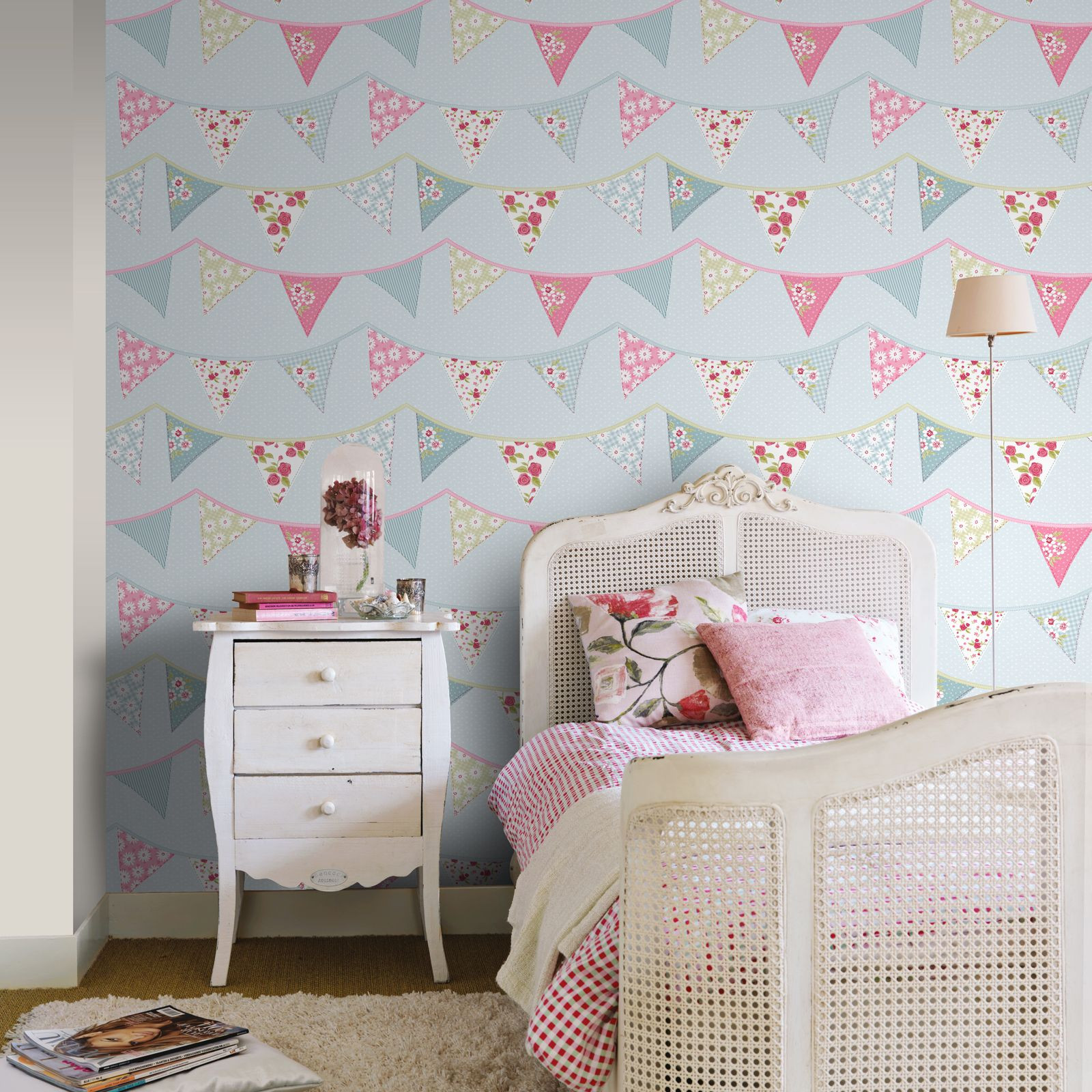 Girl Bedroom Wallpaper
 GIRLS WALLPAPER THEMED BEDROOM UNICORN STARS HEART GLITTER