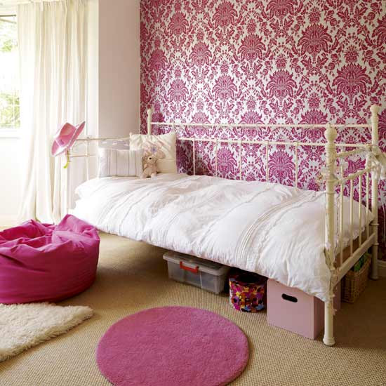 Girl Bedroom Wallpaper
 How to create a feature wall in girls bedrooms
